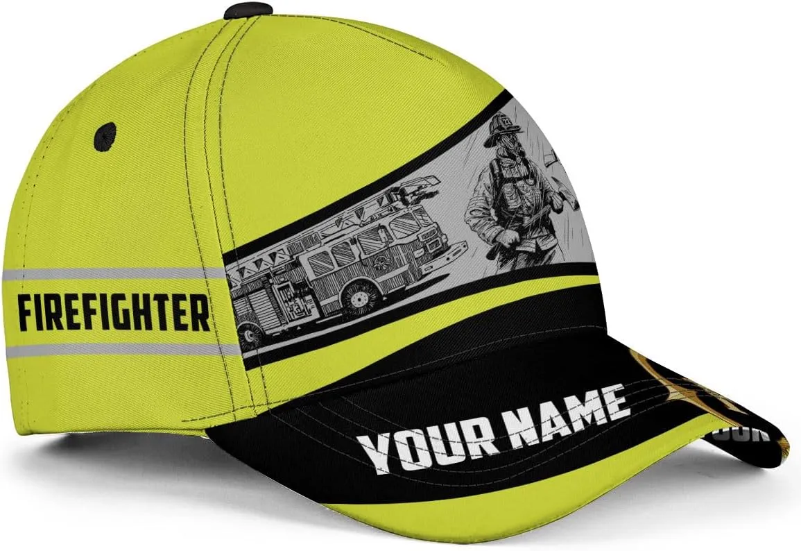 Vybonz Personalized Firefighter Baseball Caps, Firefighter Hats, Fire Department Hat, Fireman Cap Red Black Line Trucker Hats