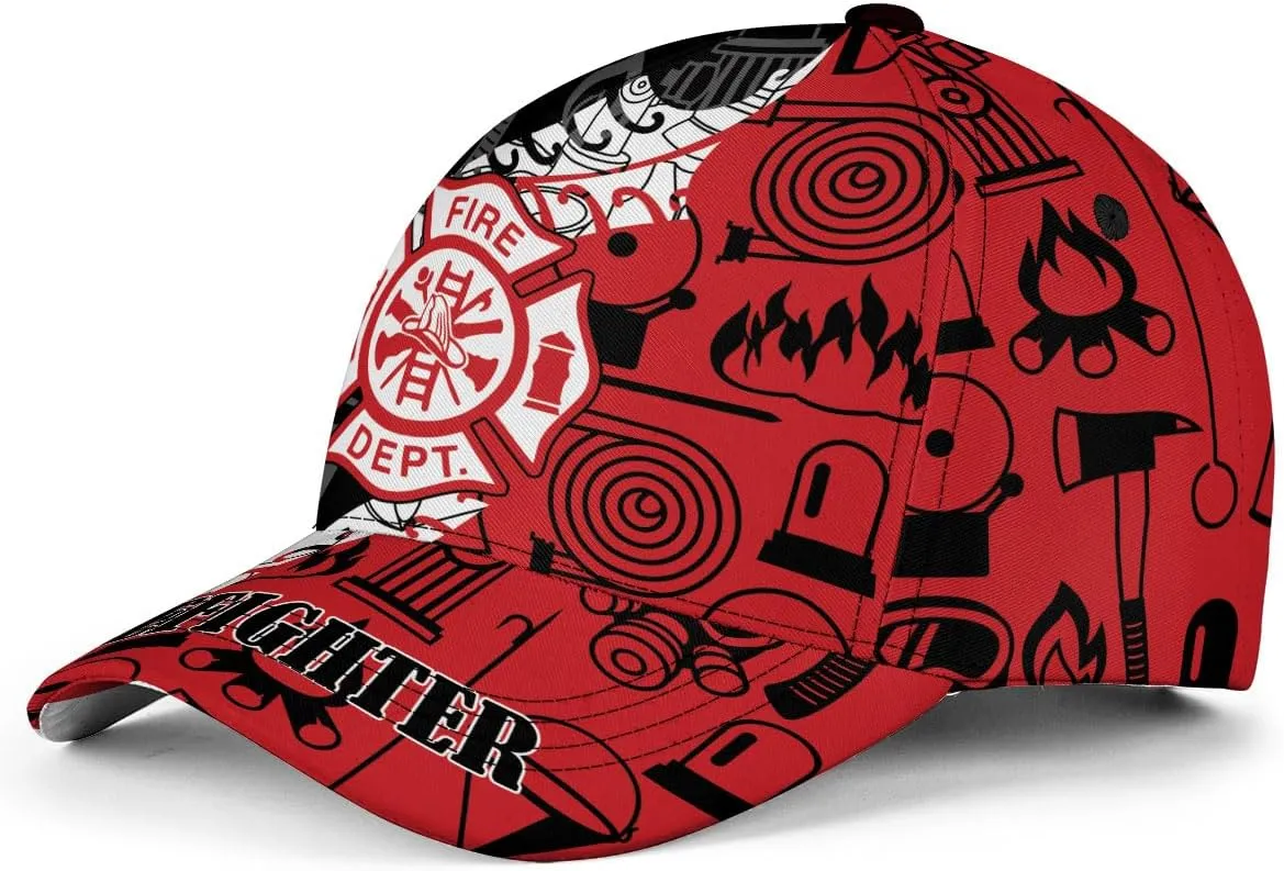 Vybonz Personalized Firefighter Baseball Caps, Firefighter Hats, Fire Department Hat, Fireman Cap Red Black Line Trucker Hats