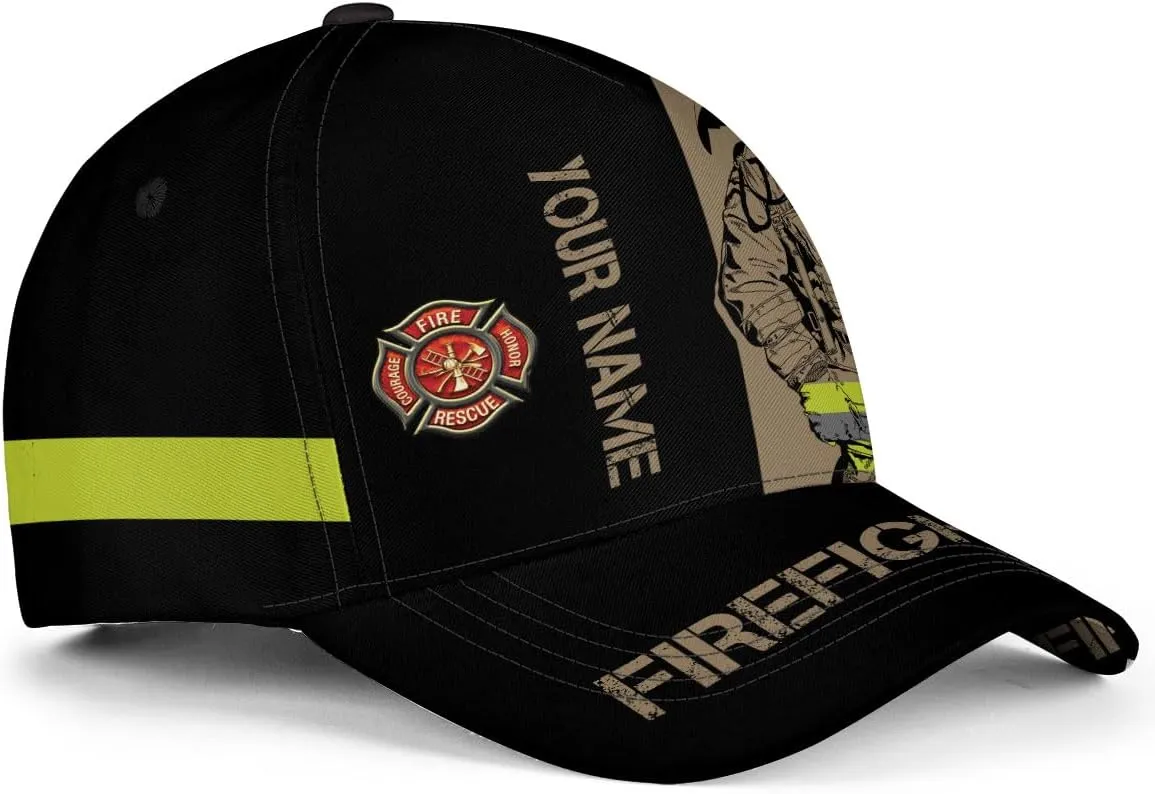 Vybonz Personalized Firefighter Baseball Caps, Firefighter Hats, Fire Department Hat, Fireman Cap Red Black Line Trucker Hats