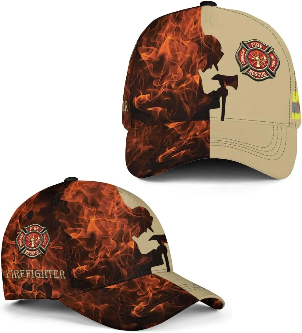 Vybonz Personalized Firefighter Baseball Caps, Firefighter Hats, Fire Department Hat, Fireman Cap Red Black Line Trucker Hats