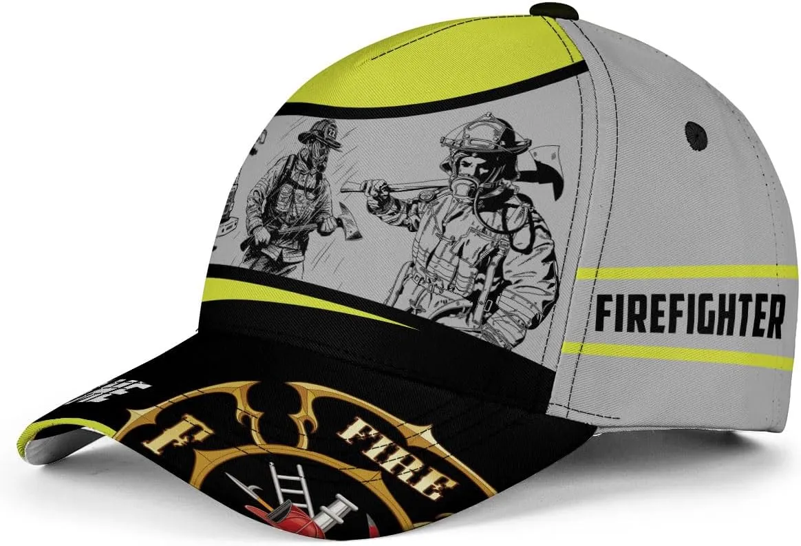 Vybonz Personalized Firefighter Baseball Caps, Firefighter Hats, Fire Department Hat, Fireman Cap Red Black Line Trucker Hats