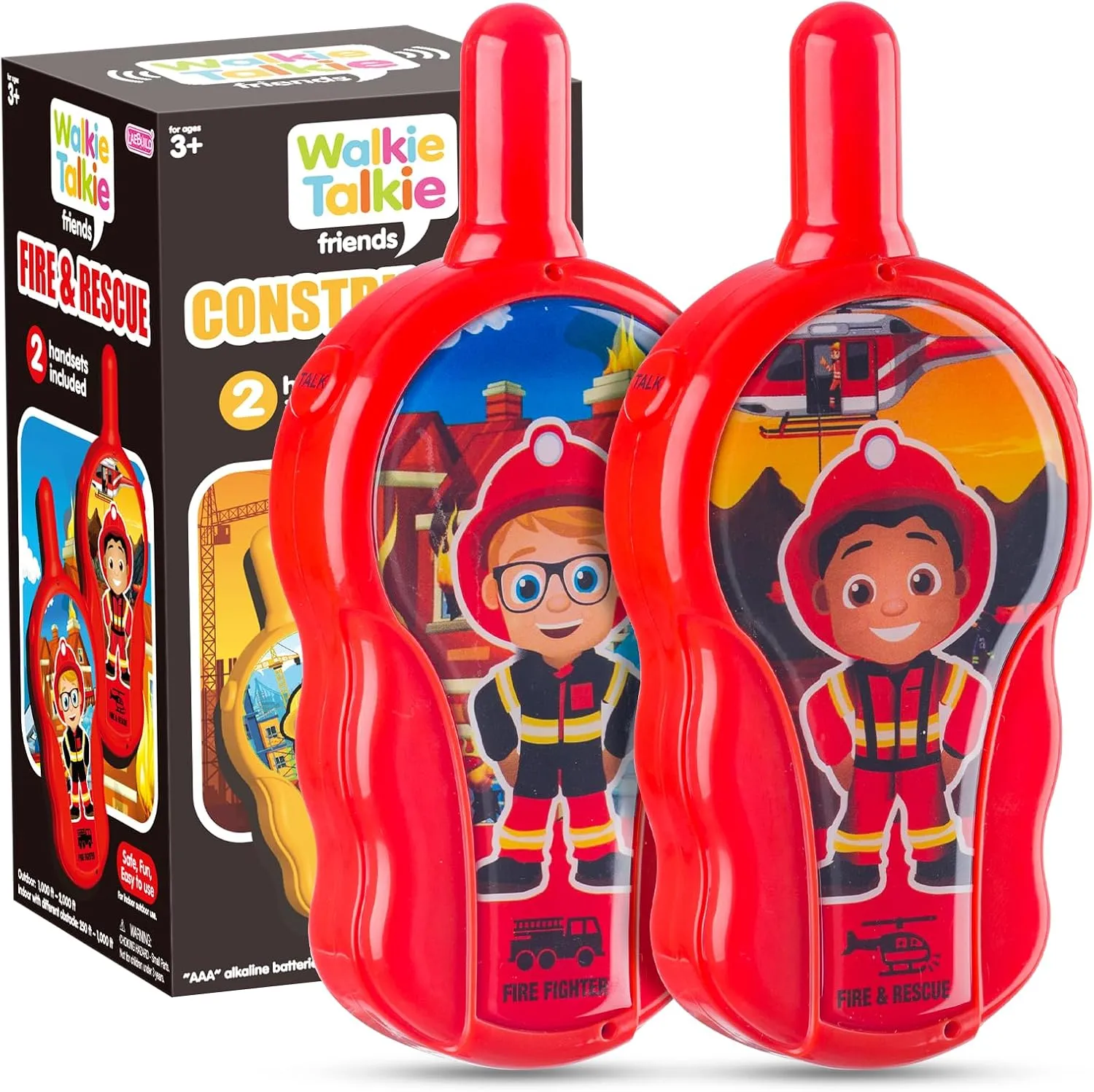 Walkie Talkies for Kids - Walkie Talkie Toys Gifts for 4 5 6 7 8 Year Old Girls Boys Long Range Fire & Rescue Walkie Talkies for Christmas Birthday Easter Gifts Indoor Outside Games Red