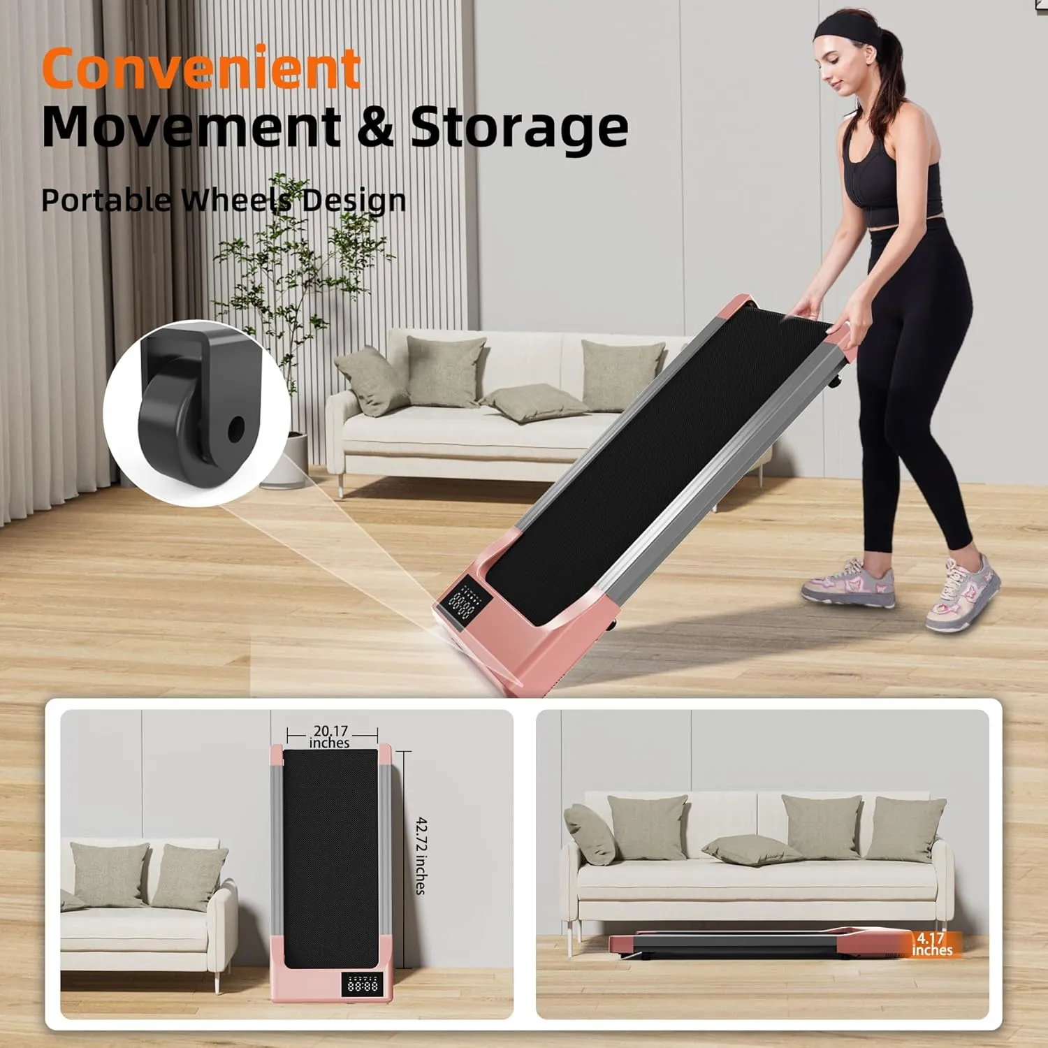 Walking Pad Treadmill, Under Desk Treadmill for Home Office,3 in 1 Treadmills for Home with Remote Control, Walking Jogging Machine with 300 lbs Weight Capacity in LED Display, No Assembly