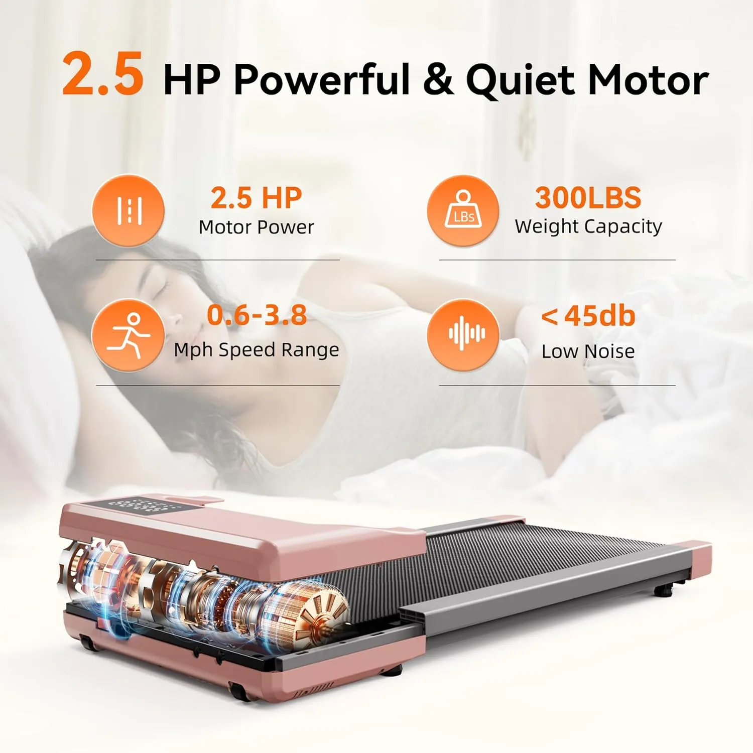Walking Pad Treadmill, Under Desk Treadmill for Home Office,3 in 1 Treadmills for Home with Remote Control, Walking Jogging Machine with 300 lbs Weight Capacity in LED Display, No Assembly