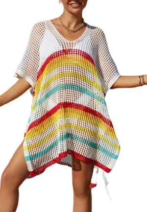 Wander Agio Wonens Beach Club Perspective Casual Cover Bikini Cover-up Net Knit Coverups Large Hole Mesh