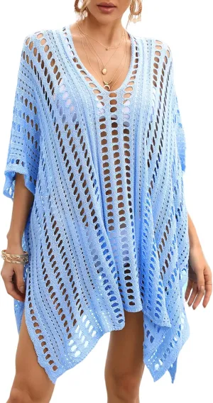 Wander Agio Wonens Beach Club Perspective Casual Cover Bikini Cover-up Net Knit Coverups Large Hole Mesh