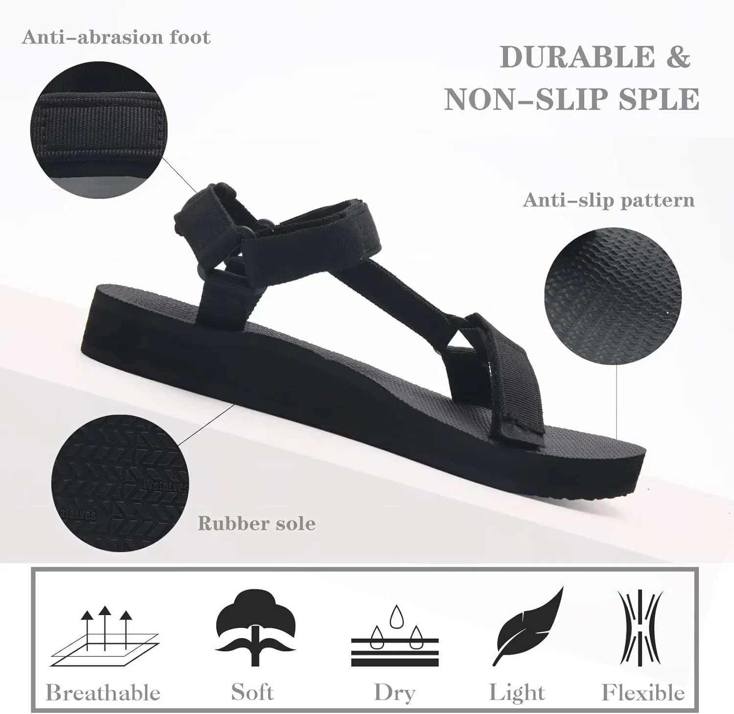 WateLves Womens-Sport-Sandals Outdoor Hiking Sandals with-Arch-Support Comfortable Webbing-Water-Athletic Beach-Sandals for Travel-Walking-Trekking-Camping