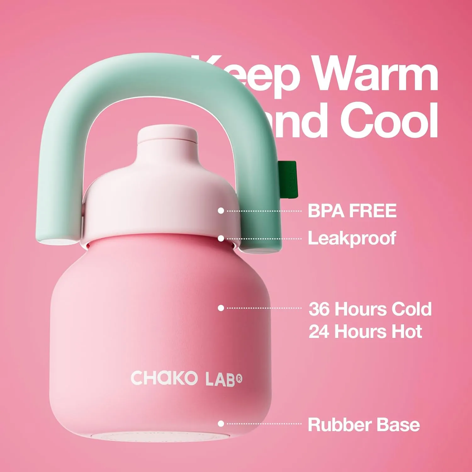 Water Bottle with Straw and Carry Handle | Wide Mouth vacuum insulated stainless steel Metal Thermos Bottles | Reusable, leak-proof and BPA-free | 33oz(Pink&Red)