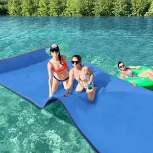 Water Floating Mat 9/12/18 FT Foam Lake Floats Floating Foam Pad Lily Pad for Water Recreation and Relaxing Lily Mat for Family Floating Pad for Pets Pool Float for Party (Blue/Yellow)