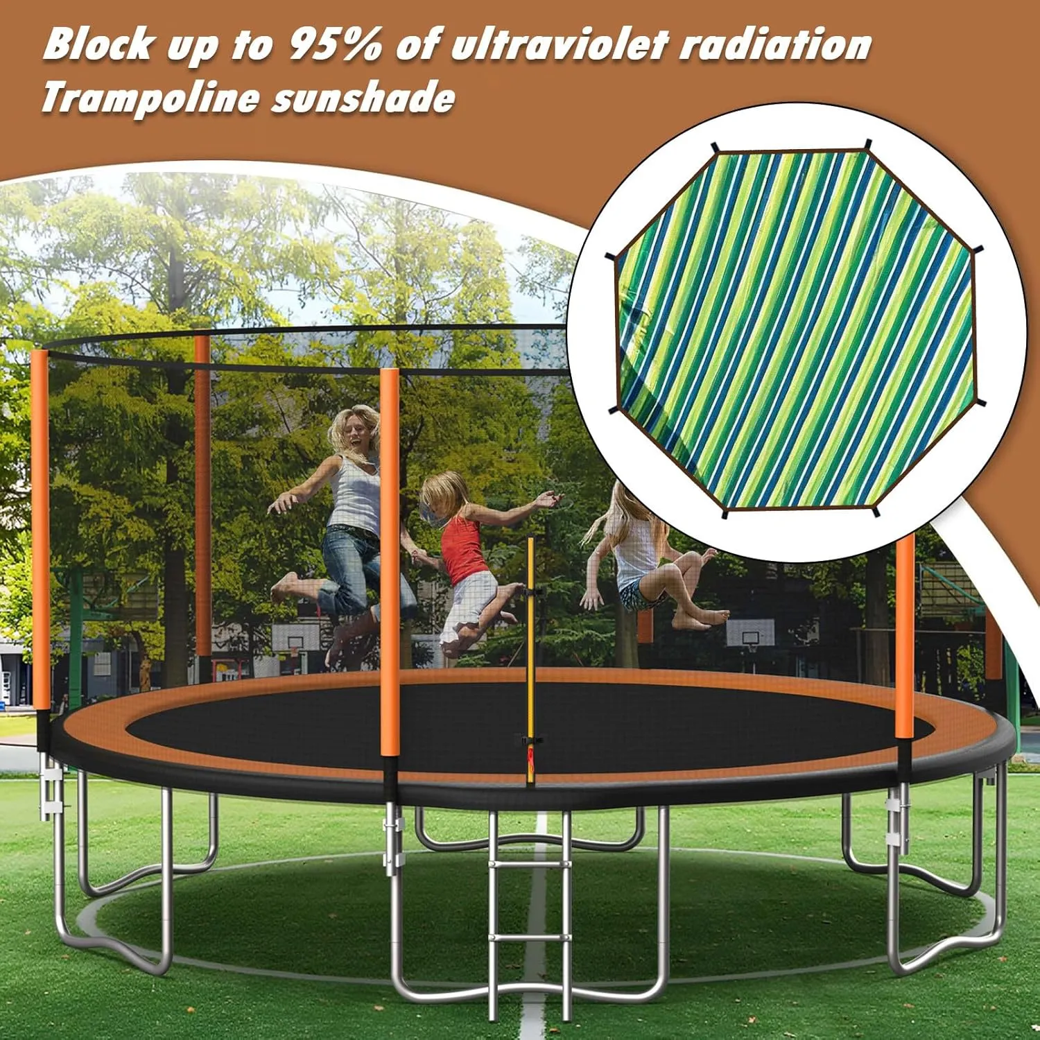 Waterproof UV Protection Trampoline Tent Cover | Trampoline Sunshade, Tear Resistant Tent, 12ft 14ft Soft Outdoor Sun Protection Cover, Outdoor Backyard Garden Use, All Season Protection