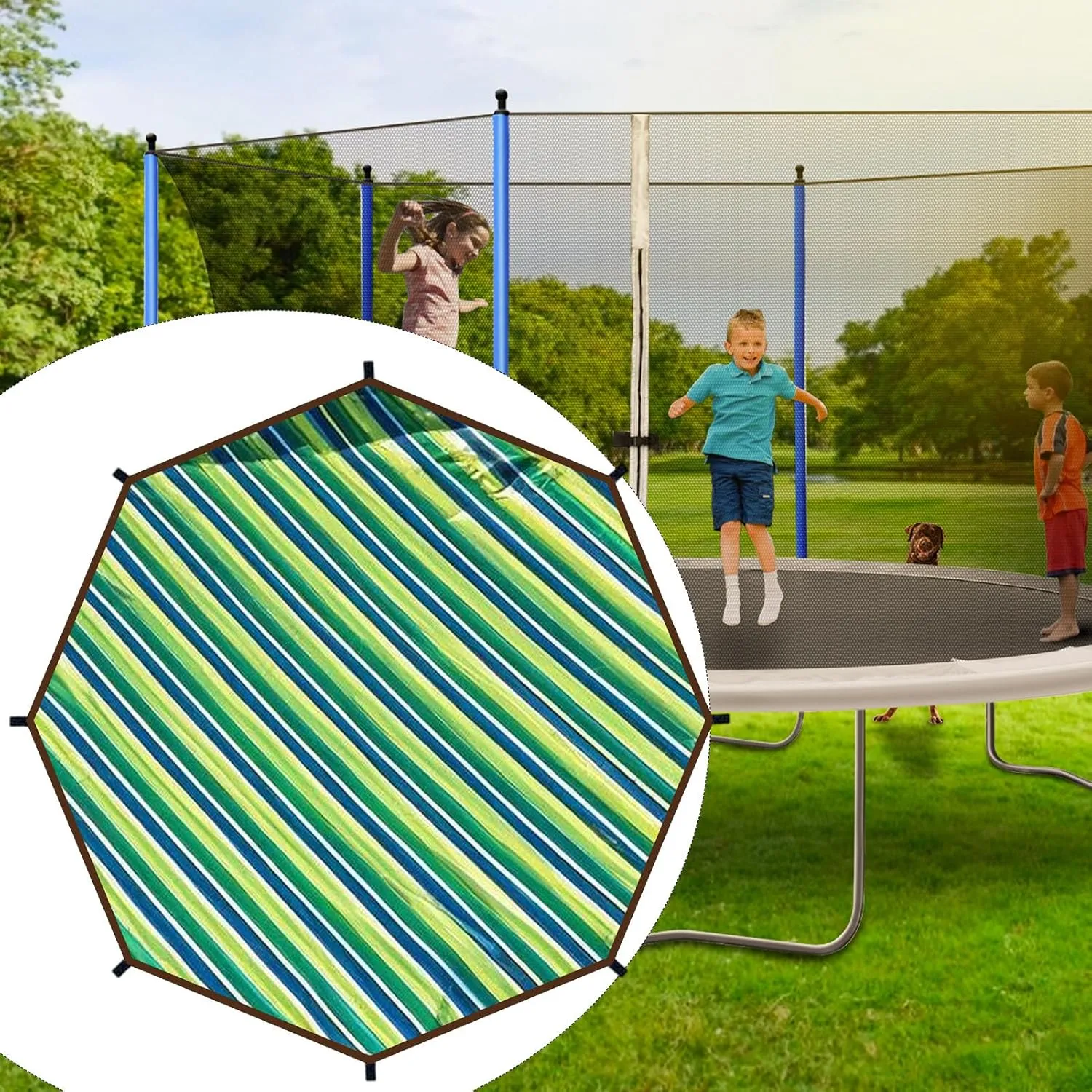 Waterproof UV Protection Trampoline Tent Cover | Trampoline Sunshade, Tear Resistant Tent, 12ft 14ft Soft Outdoor Sun Protection Cover, Outdoor Backyard Garden Use, All Season Protection