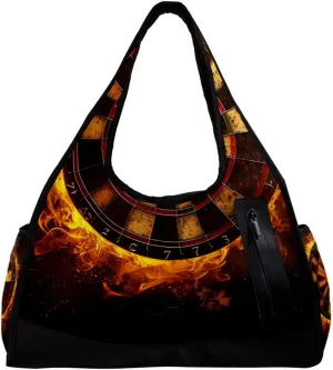 Weekender Travel Bag,Small Gym Bag,Dart Board and Fire,Gym Duffle Bag