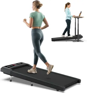 WELLFIT Walking Pad with 10% Incline, Under Desk Treadmills with Voice Control Mute Remote,Lightweight Portable Treadmill for Home Small Office, 2.5HP Quiet Walking Pads Work with KINOMAP Apple Health