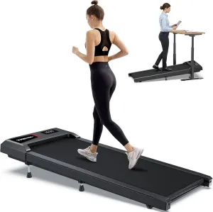 WELLFIT Walking Pad with 10% Incline, Under Desk Treadmills with Voice Control Mute Remote,Lightweight Portable Treadmill for Home Small Office, 2.5HP Quiet Walking Pads Work with KINOMAP Apple Health