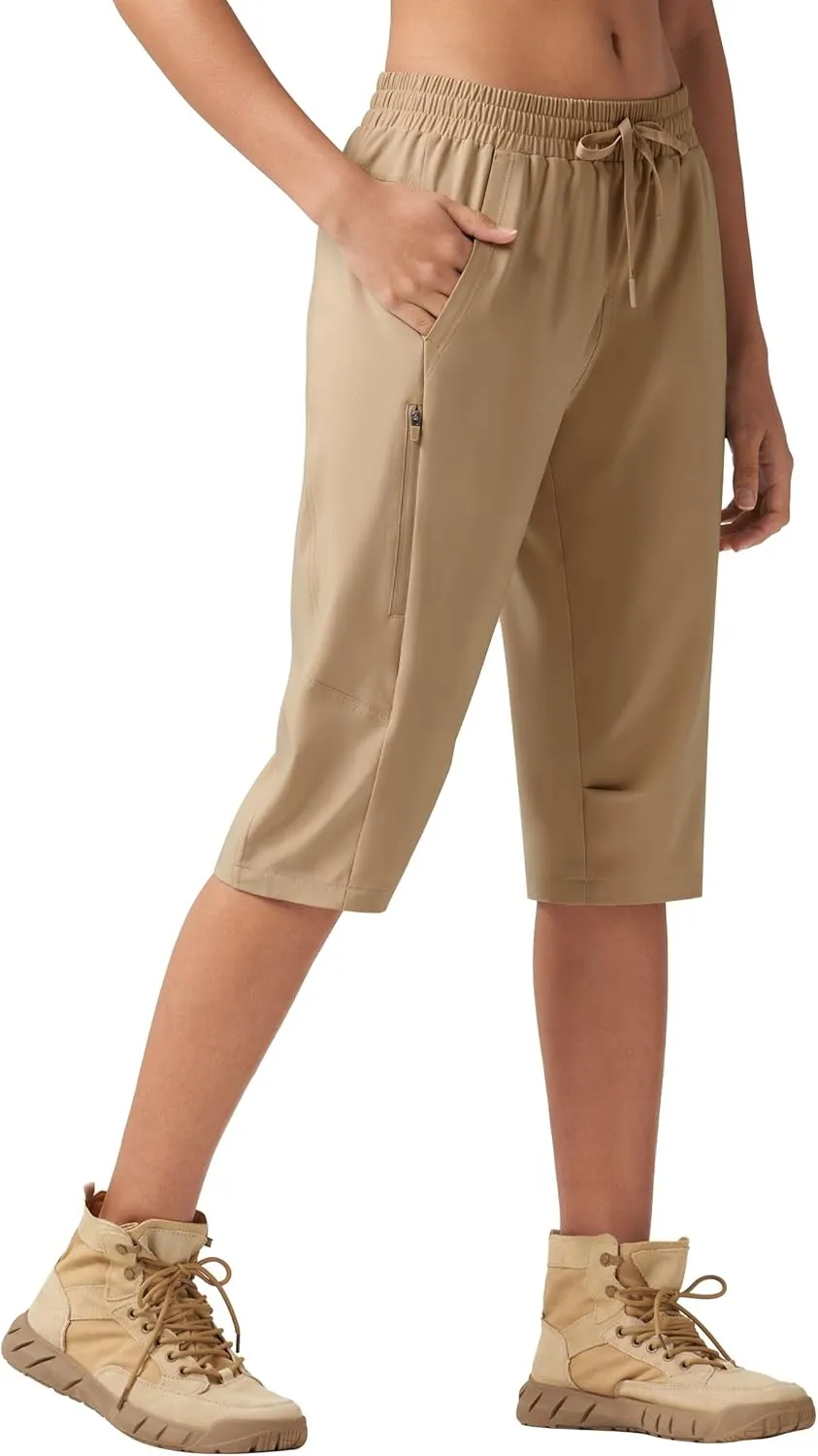 Willit Womens 15" Long Shorts Below Knee Length Capri Hiking Cargo Lightweight Quick Dry Water Resistant Zipper Pocket