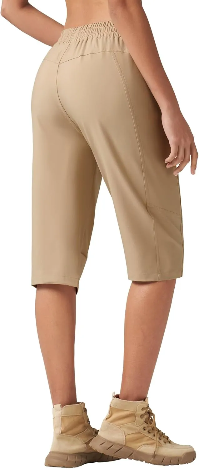 Willit Womens 15" Long Shorts Below Knee Length Capri Hiking Cargo Lightweight Quick Dry Water Resistant Zipper Pocket
