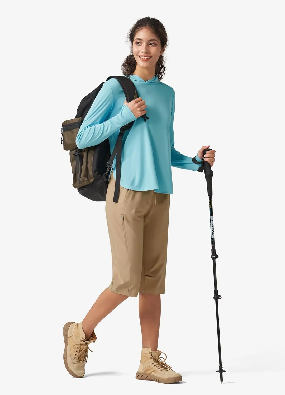 Willit Womens 15" Long Shorts Below Knee Length Capri Hiking Cargo Lightweight Quick Dry Water Resistant Zipper Pocket