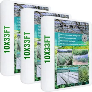 Windyun 3 Pack Garden Mesh Netting Mosquito Netting Fruit Tree Netting Insect Bug Netting Bug Netting for Garden Protection Ultra Fine Plant Netting(10 x 33 ft,White)