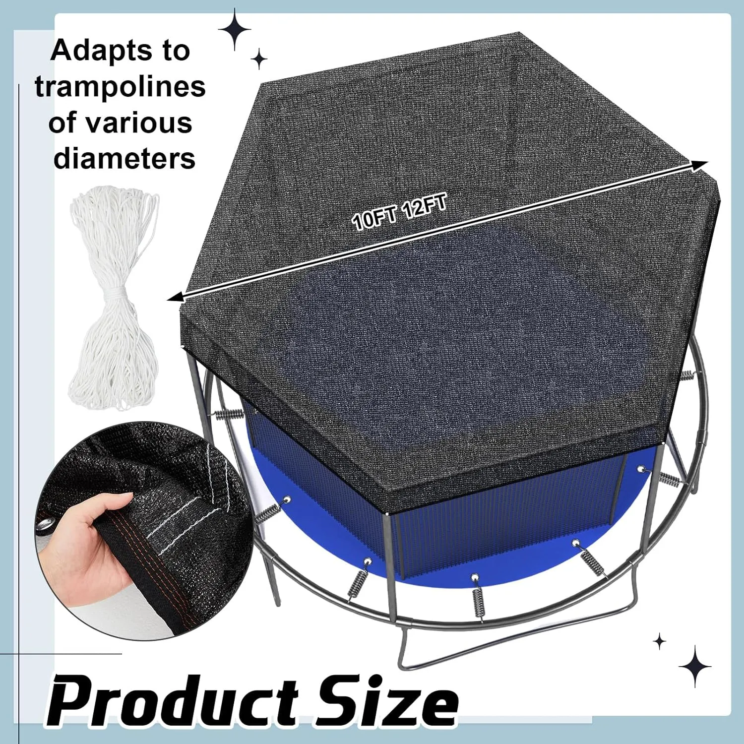 Windyun Trampoline Cover Black Sunshade Tent Top Cover for Round Trampoline Outdoor Sports Accessories, Tent Only