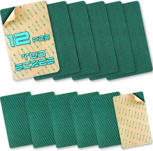 Winter Pool Safety Cover Repair Patch Kit - 12 Multipack 6pcs 12x8in & 6pcs 8x4in Green Color - Mesh Inground Swimming Pool Safety Cover Patches - Size Large and Medium - Tear Repair Set