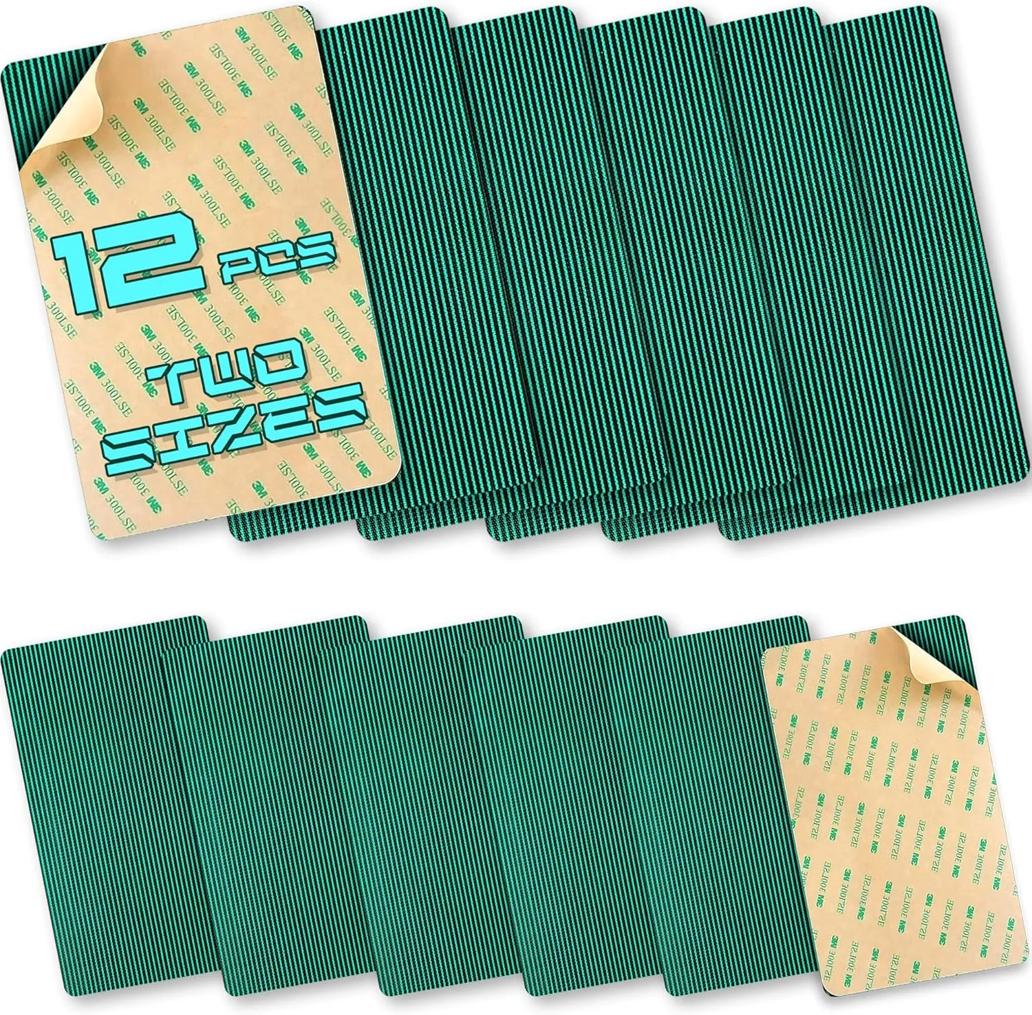 Winter Pool Safety Cover Repair Patch Kit - 12 Multipack 6pcs 12x8in & 6pcs 8x4in Green Color - Mesh Inground Swimming Pool Safety Cover Patches - Size Large and Medium - Tear Repair Set