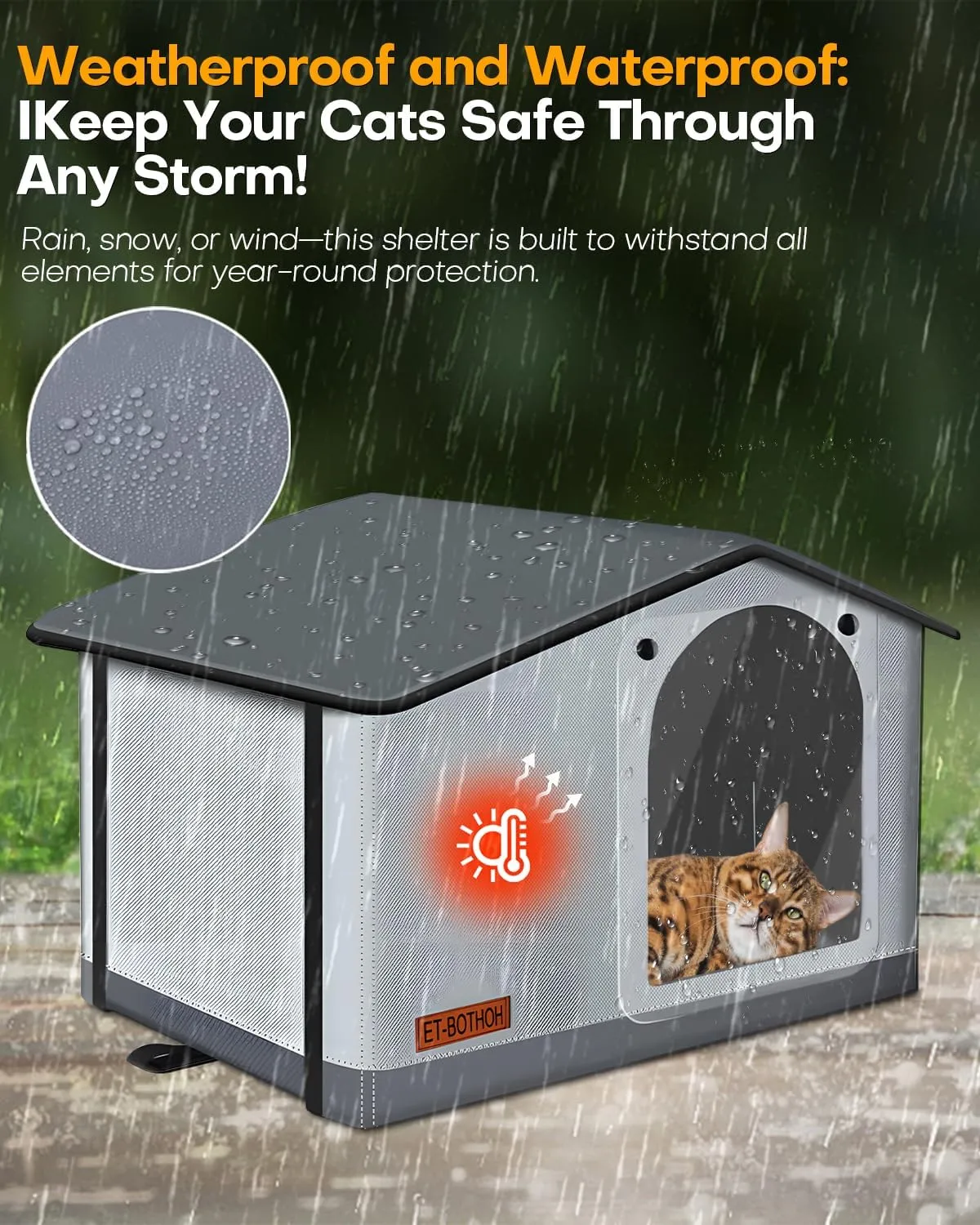Without Heated Outdoor cat House Weatherproof Indoor/Outdoor Heated cat House for Outside Outdoor cat shelter Feral cat House Outdoor Insulated clawsable Heated cat House Small Dogs (20"x17"x16")