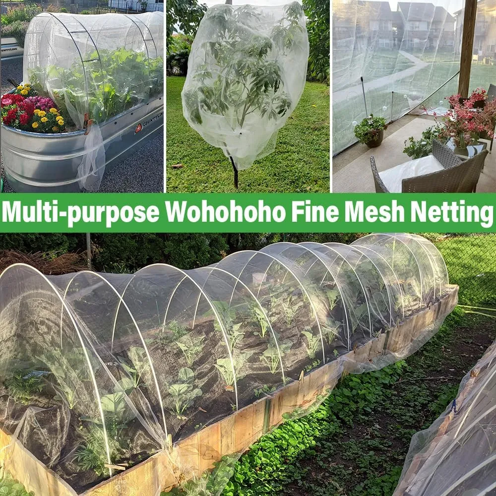 Wohohoho Garden Insect Mesh Netting 10ft x 32ft (3m x 10m), 1mm Ultra Fine Plant Covers for Garden Protection. Mosquito Net Pest Barrier for Vegetables Fruits Greenhouse Row Cover Raised Bed Barrier