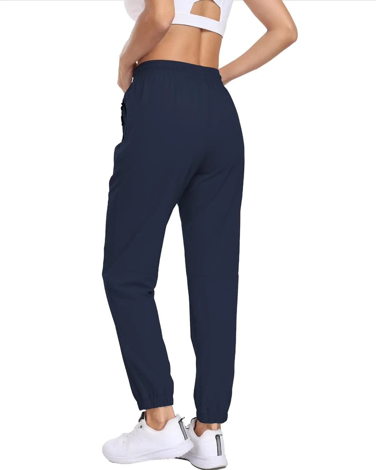 Women's Cargo Hiking Pants Lightweight Water-Resistant UPF 50  Quick Dry Elastic Waist Joggers with Zipper Pockets