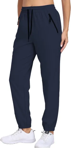 Women's Cargo Hiking Pants Lightweight Water-Resistant UPF 50  Quick Dry Elastic Waist Joggers with Zipper Pockets