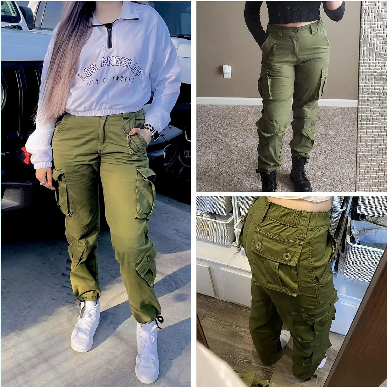 Women's Cotton Casual Military Army Cargo Combat Work Pants with 8 Pocket