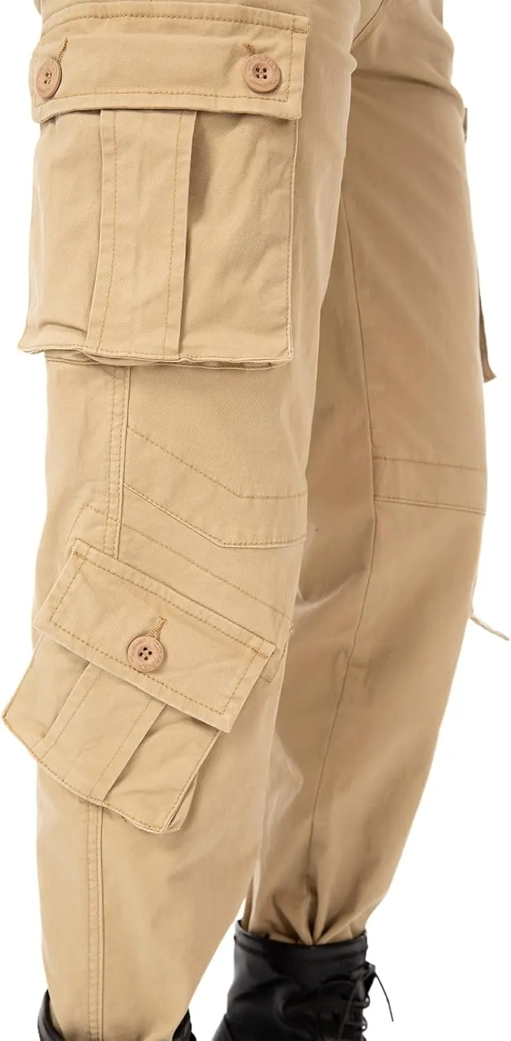 Women's Cotton Casual Military Army Cargo Combat Work Pants with 8 Pocket