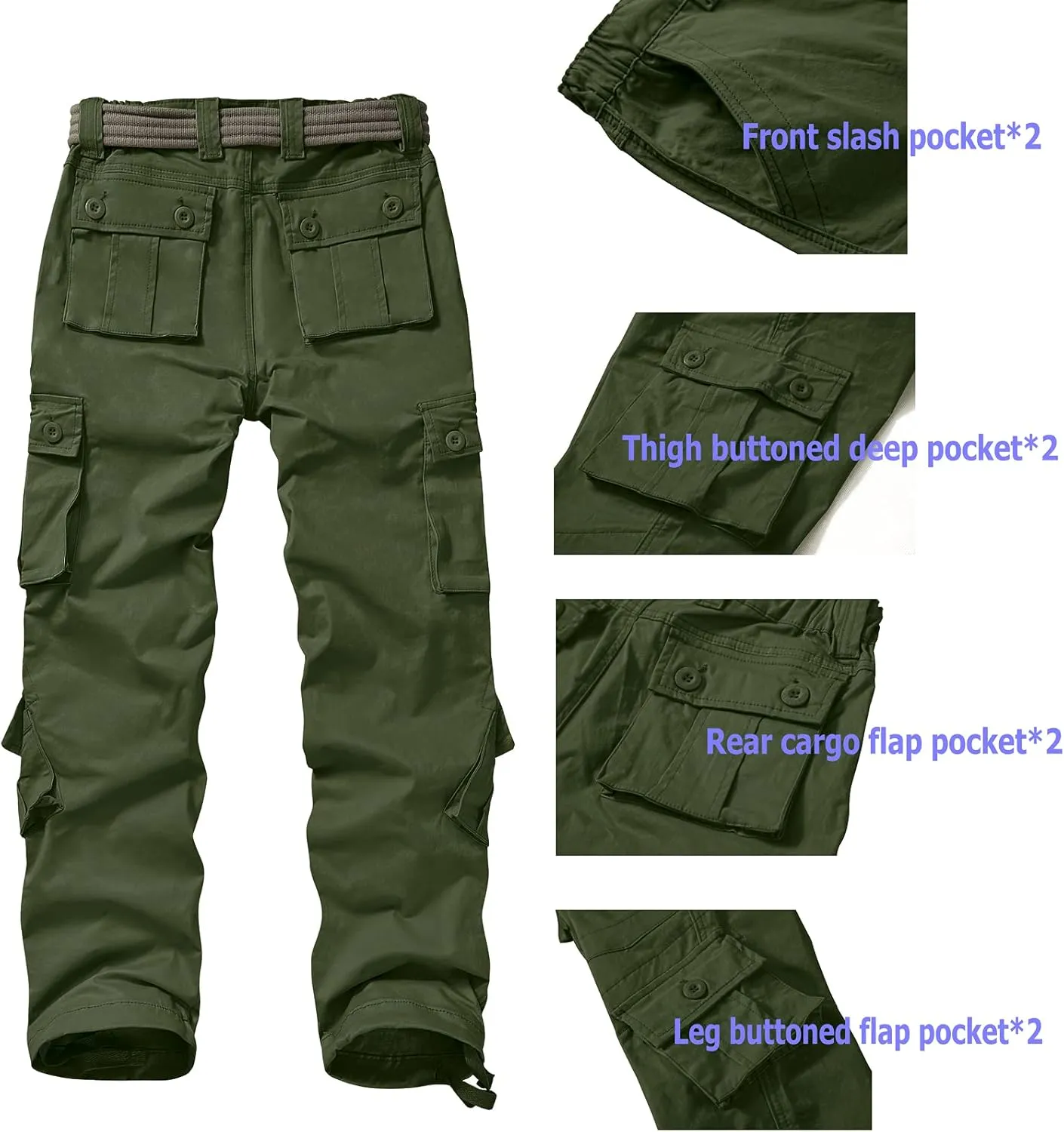 Women's Cotton Casual Military Army Cargo Combat Work Pants with 8 Pocket