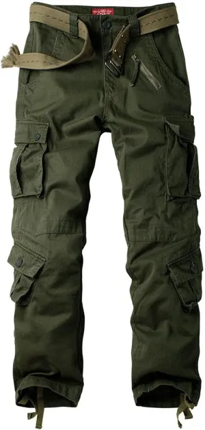 Women's Cotton Casual Military Army Cargo Combat Work Pants with 8 Pocket
