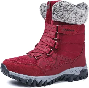 Womens Snow Boots Winter Fur Lined Warm Ankle Boots Lace up Anti-Slip Shoes for Outdoor Walking Hiking Trekking