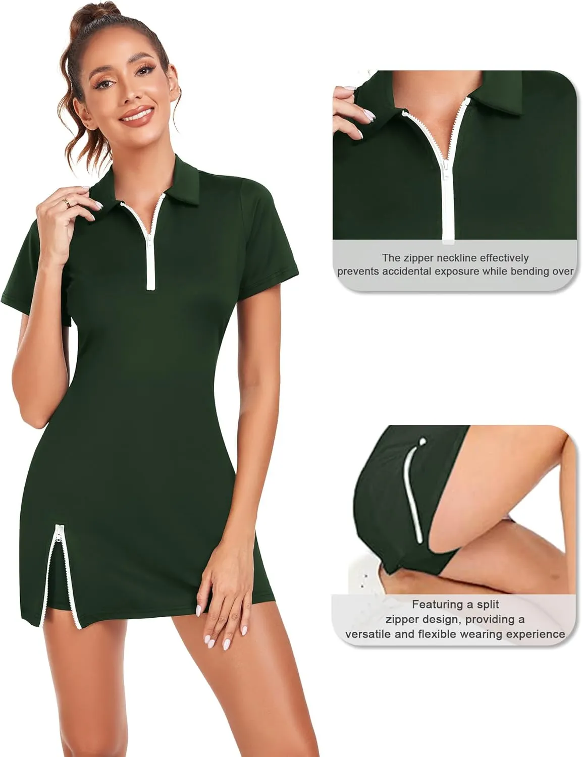 Women's Tennis Golf Dress Outfits Athletic Workout Dress with Shorts and Pocket Sport Dresses