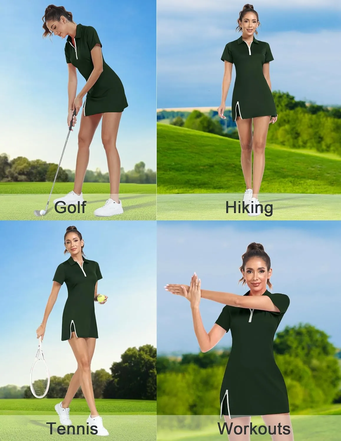 Women's Tennis Golf Dress Outfits Athletic Workout Dress with Shorts and Pocket Sport Dresses