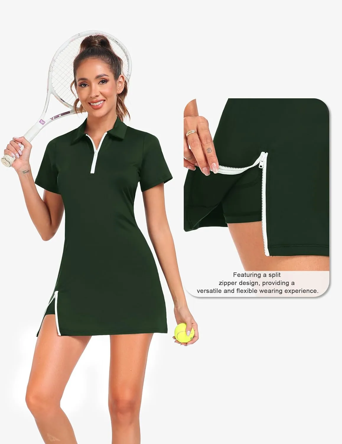 Women's Tennis Golf Dress Outfits Athletic Workout Dress with Shorts and Pocket Sport Dresses