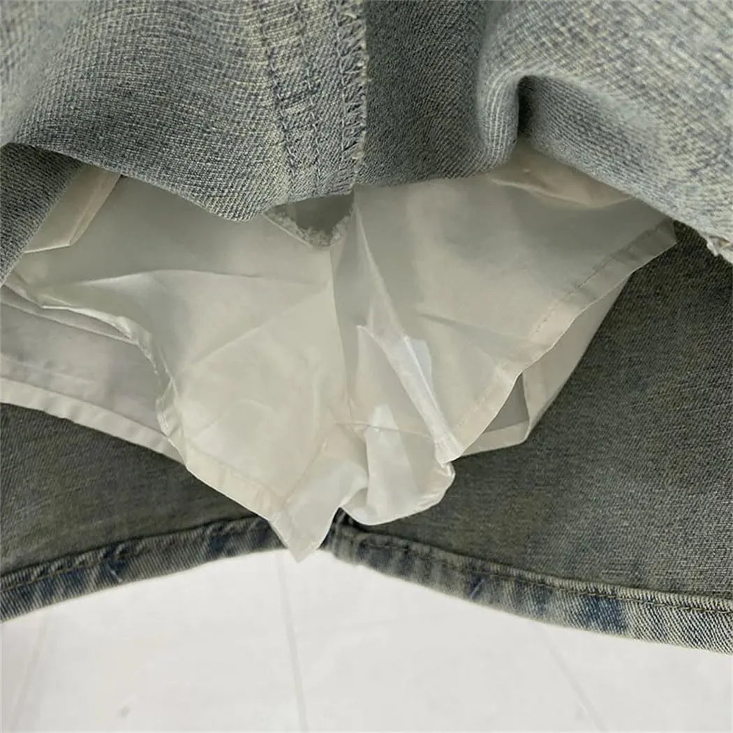 Women's Vintage Gothic Y2K Mini Skirt Harajuku Multi Pocket Denim Plaid Streetwear Casual Sexy Skirt