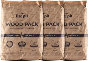Wood Pack – 3-Pack Wood Pellets for Smokeless Fire Pits, Easy-to-Use Fire Pit Fuel for Outdoor Heating & Camping, 30  Minute Burn Time, Made in The USA
