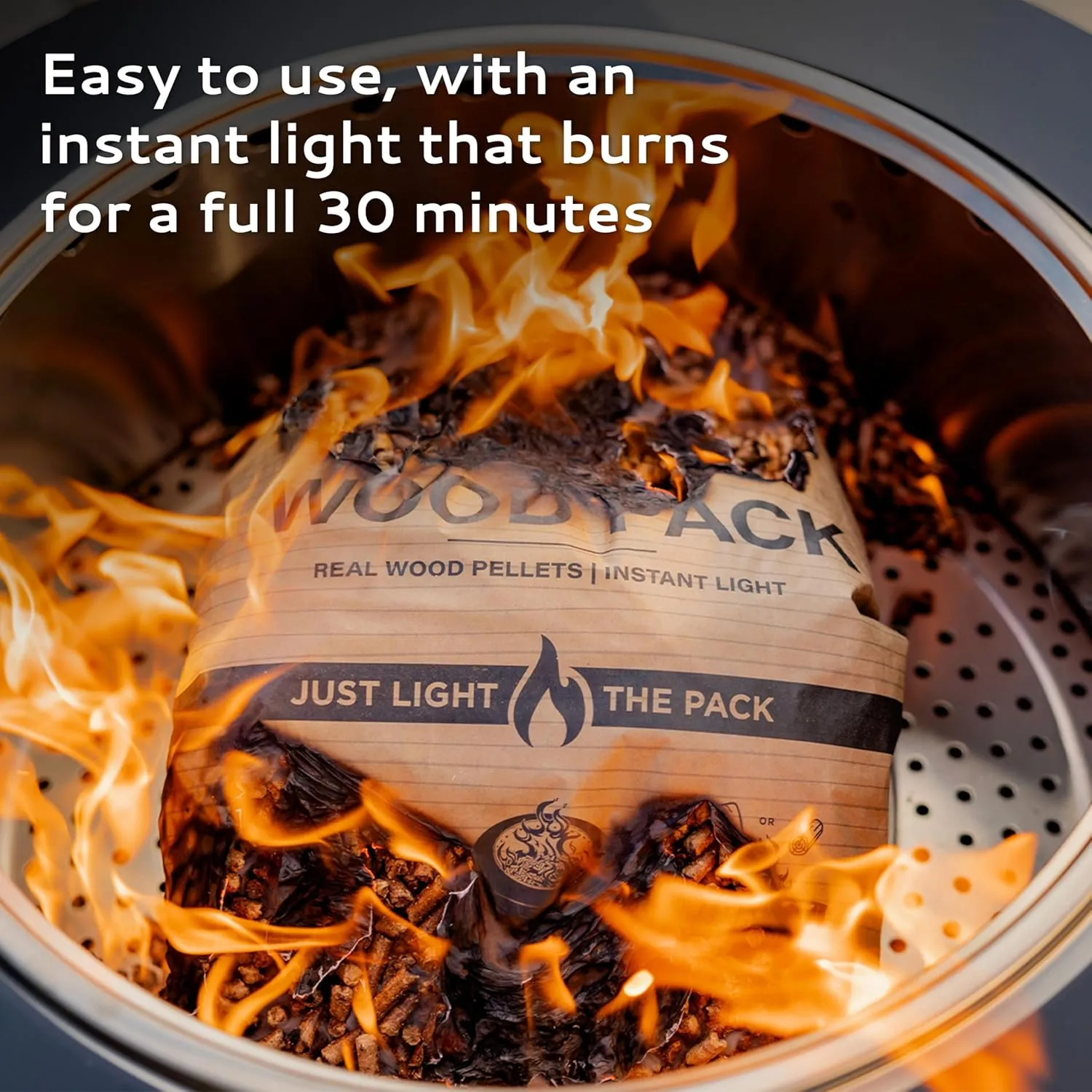 Wood Pack – 3-Pack Wood Pellets for Smokeless Fire Pits, Easy-to-Use Fire Pit Fuel for Outdoor Heating & Camping, 30  Minute Burn Time, Made in The USA