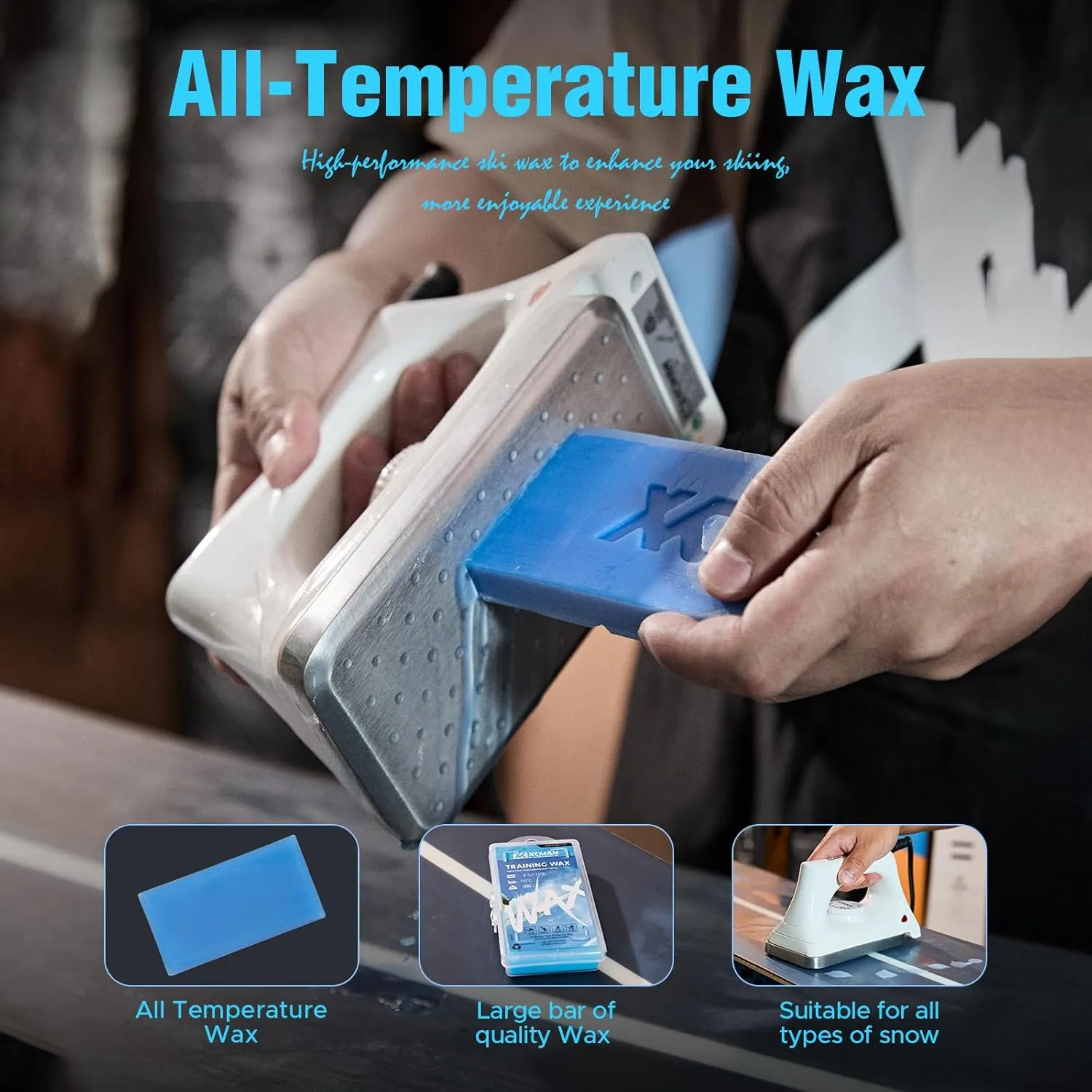 XCMAN Complete Ski Snowboard Tuning and Waxing Kit with Waxing Iron,Universal Wax,Edge Tuner,Brush,Wax Scraper,Ptex