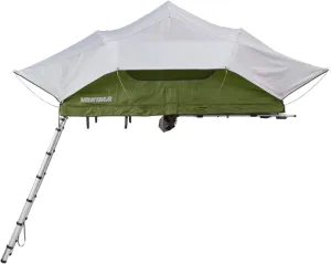 Yakima SkyRise Medium Nylon Rooftop Camping Tent for 3 People with Ladder, Mesh Skylights, and 2.5 Inch Foam Mattress with Removable Cover, Green