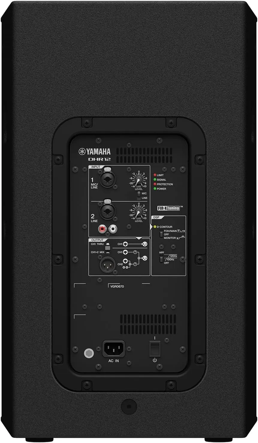 Yamaha DHR Series Powered Speaker, 1000W, 12" LF 1.4" HF Plywood Enclosure and Integral Rigging