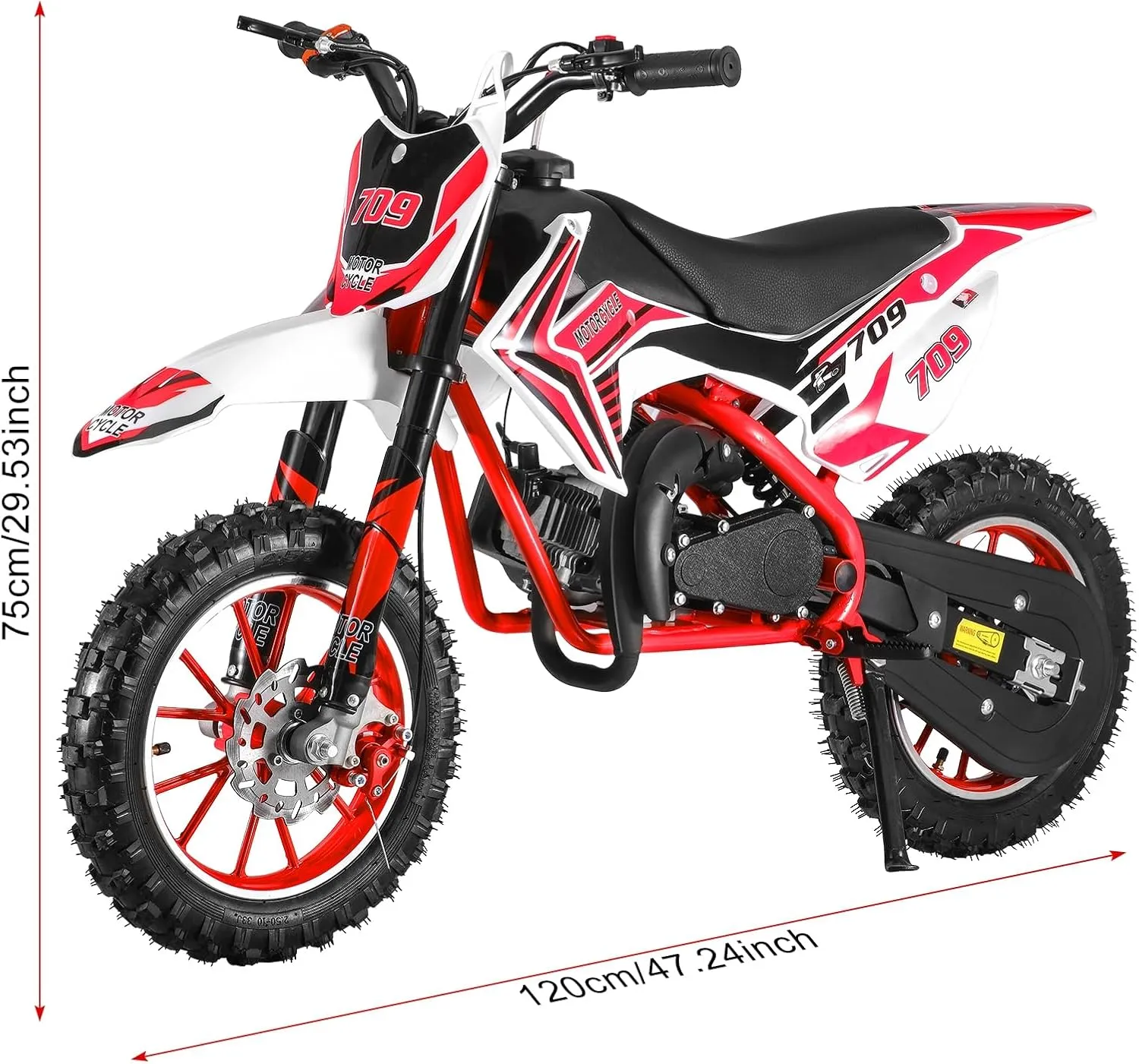 YOXIER 50cc Dirt Bike, 2-Stroke Gas Mini Bike, Dirt Bike for Kids 8-14, Gas Power Kids Bike, Motorcycle with Front Rear Disc Brakes, Off Road Mini Motorcycle Max Speed 40 KM/H Red