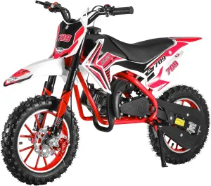 YOXIER 50cc Dirt Bike, 2-Stroke Gas Mini Bike, Dirt Bike for Kids 8-14, Gas Power Kids Bike, Motorcycle with Front Rear Disc Brakes, Off Road Mini Motorcycle Max Speed 40 KM/H Red