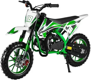 YOXIER 50cc Kids Dirt Bike, 2-Stroke Gas Dirt Bike, Dirt Bike for Kids 8-14, Gas Power Pocket Rocket Bike, Gas Motorcycle with Front Rear Disc Brakes, Off Road Mini Motorcycle Max Speed 40KM/H Green