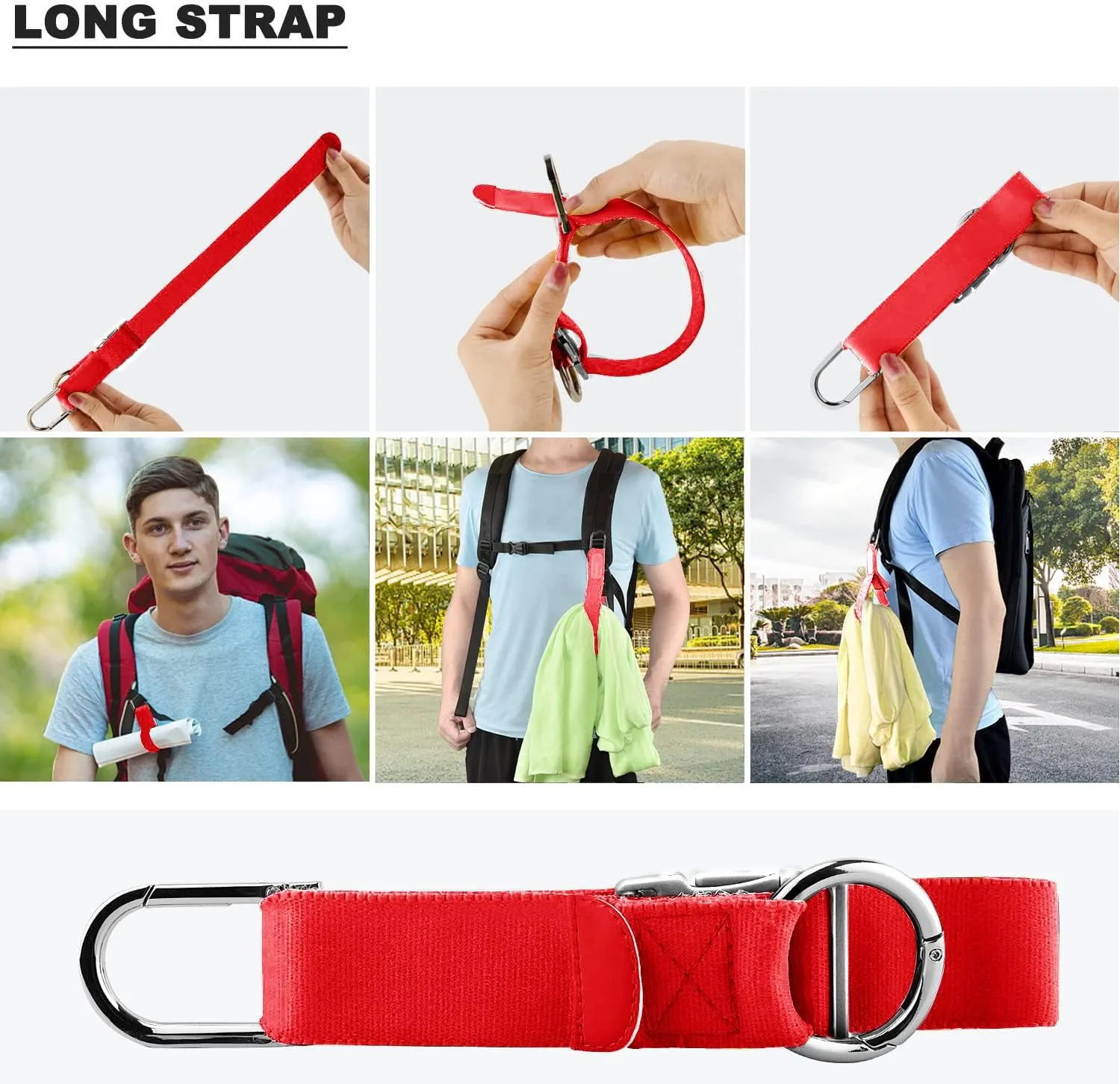 ZINZ Elastic Jacket Gripper Travel Strap with D-Ring Hooks and Buckle, Suitcase Straps Belts Travel Accessories, Makes Your Hands Free