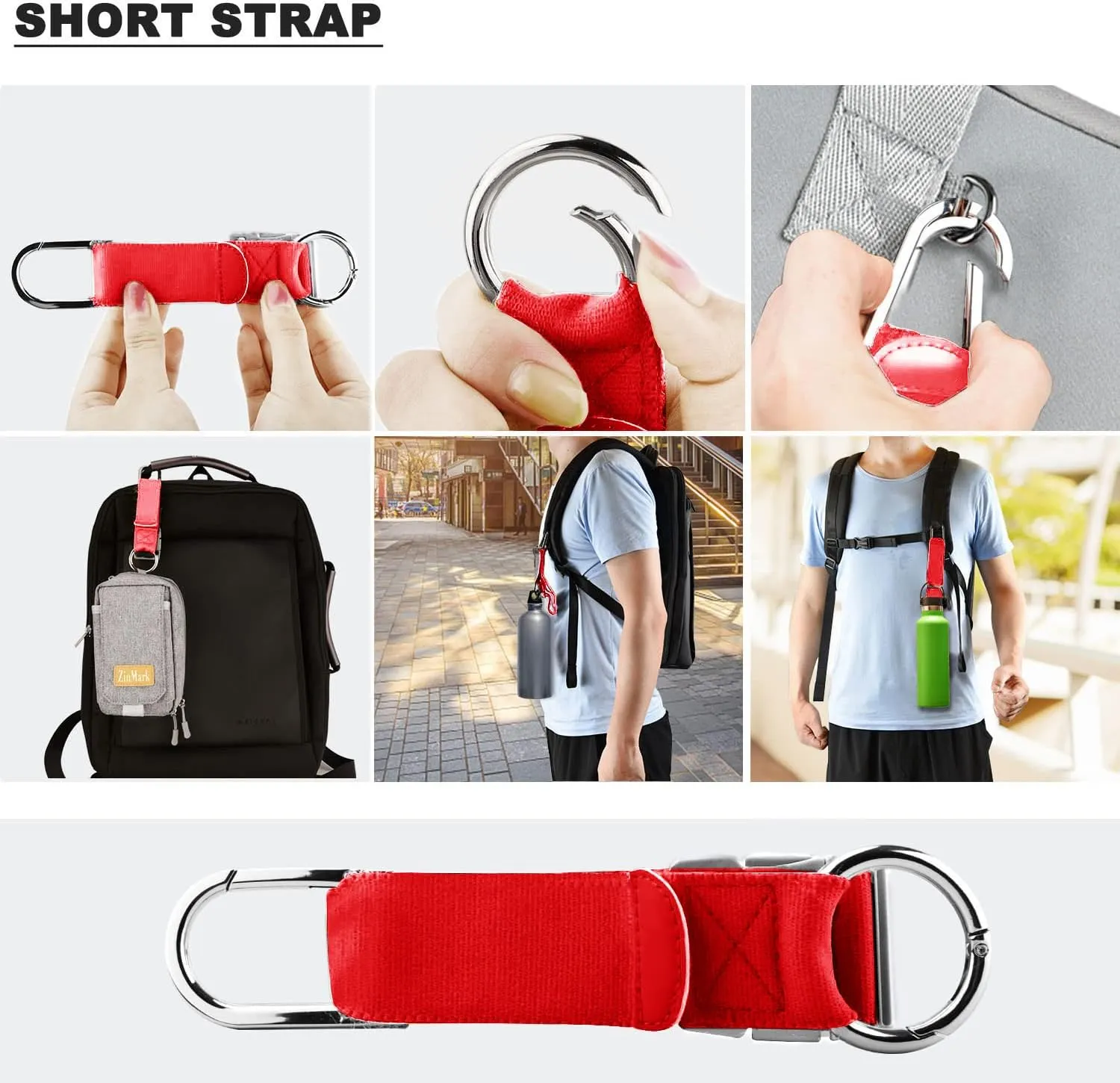 ZINZ Elastic Jacket Gripper Travel Strap with D-Ring Hooks and Buckle, Suitcase Straps Belts Travel Accessories, Makes Your Hands Free